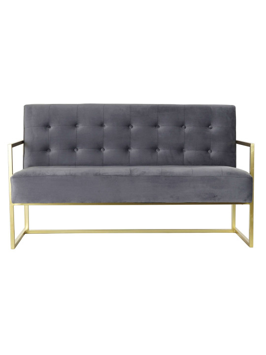 Canapé en métal doré et velours gris graphite Canapé en métal doré et velours gris graphite
