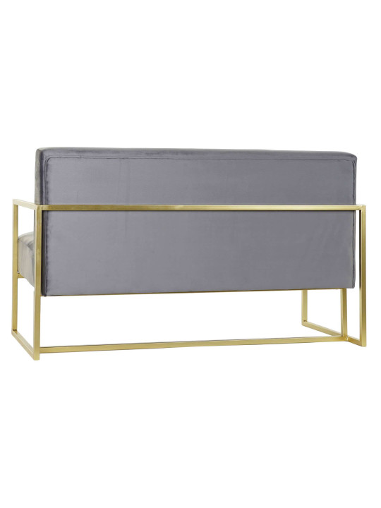 Canapé en métal doré et velours gris graphite Canapé en métal doré et velours gris graphite