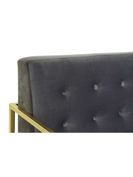 Canapé en métal doré et velours gris graphite Canapé en métal doré et velours gris graphite