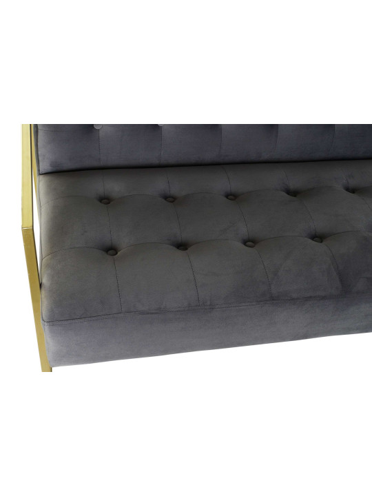 Canapé en métal doré et velours gris graphite Canapé en métal doré et velours gris graphite