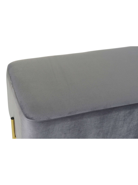 Banquette en métal doré et velours gris graphite Banquette en métal doré et velours gris graphite