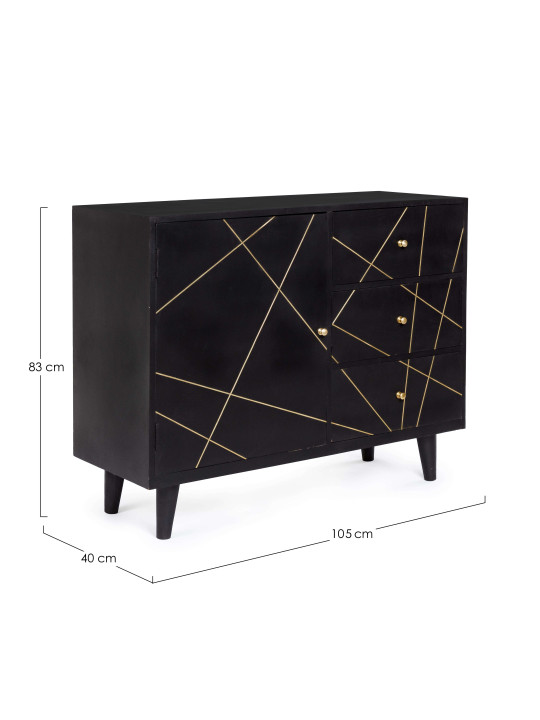 Commode Lineas en bois de manguier noir