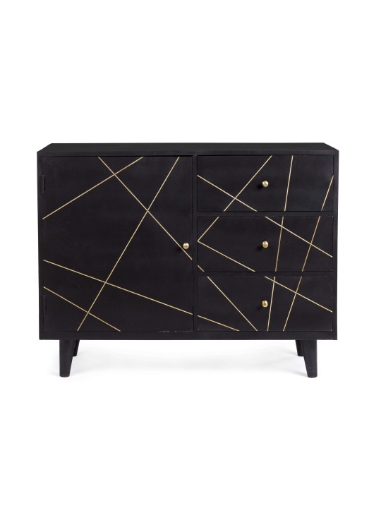 Commode Lineas en bois de manguier noir