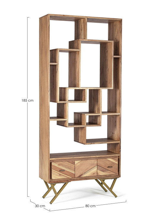 Bibliothèque Raida en bois d'acacia