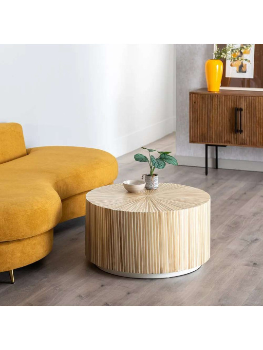 Table basse en bois de bambou beige Table basse en bois de bambou beige