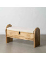 Banc en bois de manguier et tissu blanc