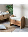 Banc en bois de manguier et tissu blanc
