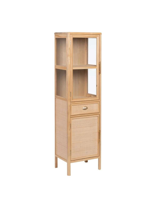 Vitrine en bois et cannage