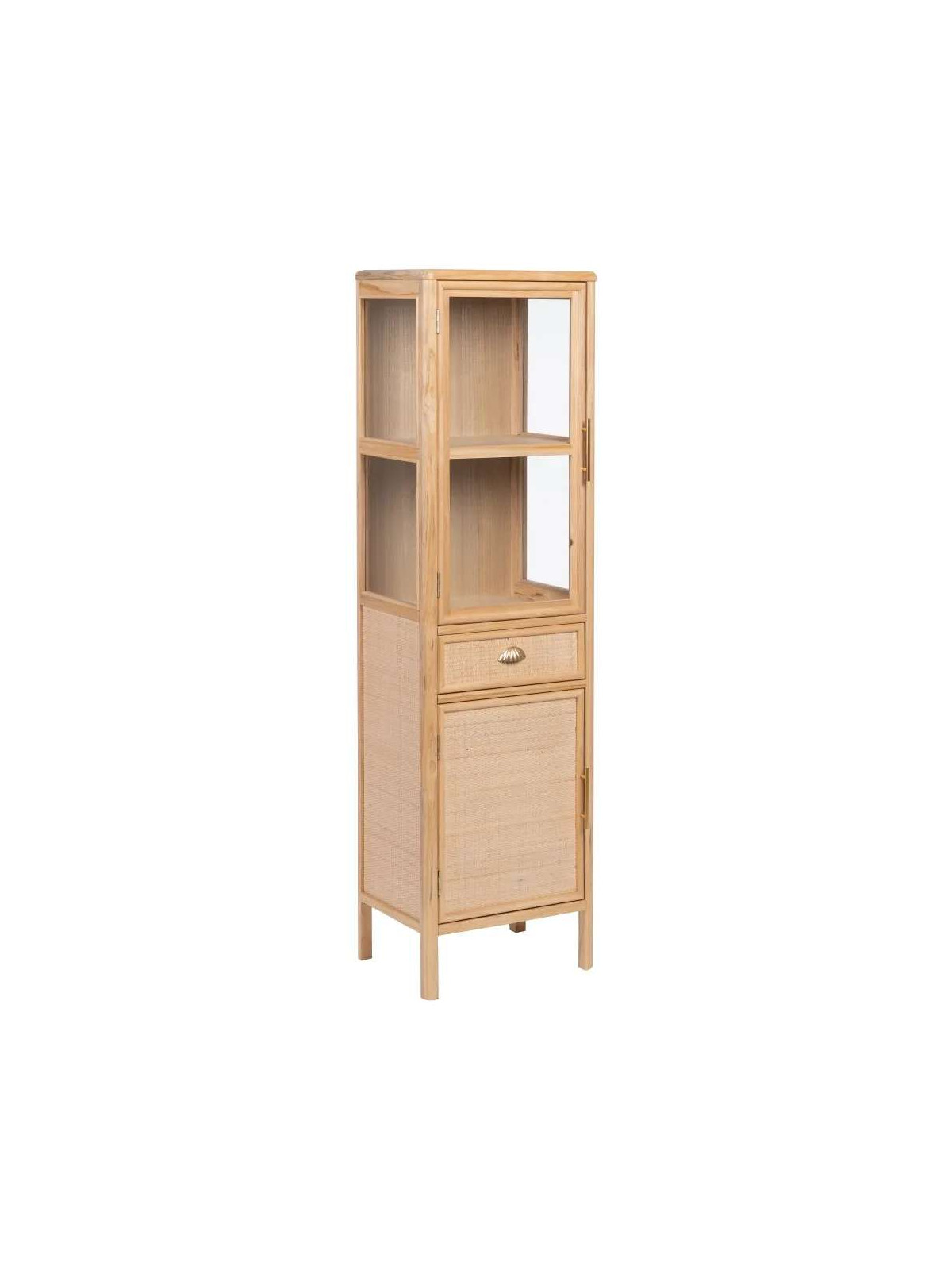 Vitrine en bois et cannage