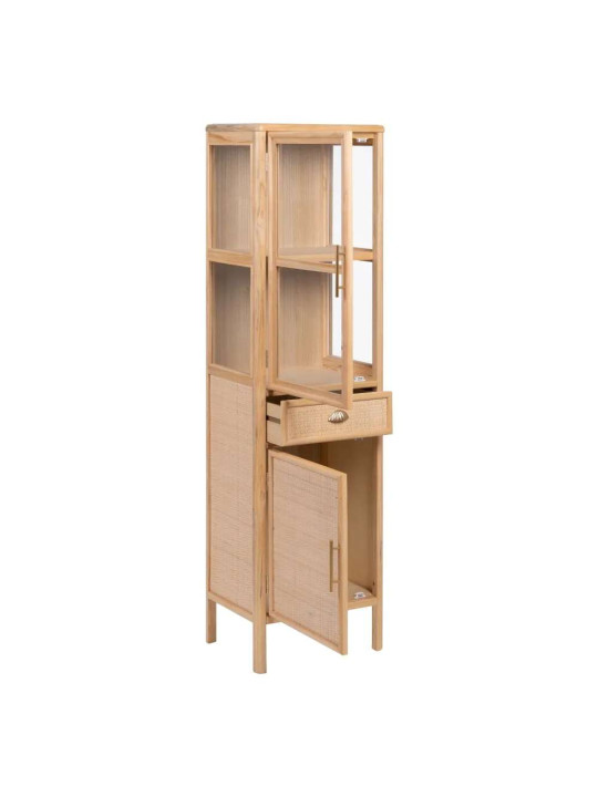 Vitrine en bois et cannage