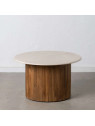 Table basse ronde en bois de manguier et marbre blanc Table basse ronde en bois de manguier et marbre blanc