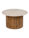 Table basse ronde en bois de manguier et marbre blanc Table basse ronde en bois de manguier et marbre blanc