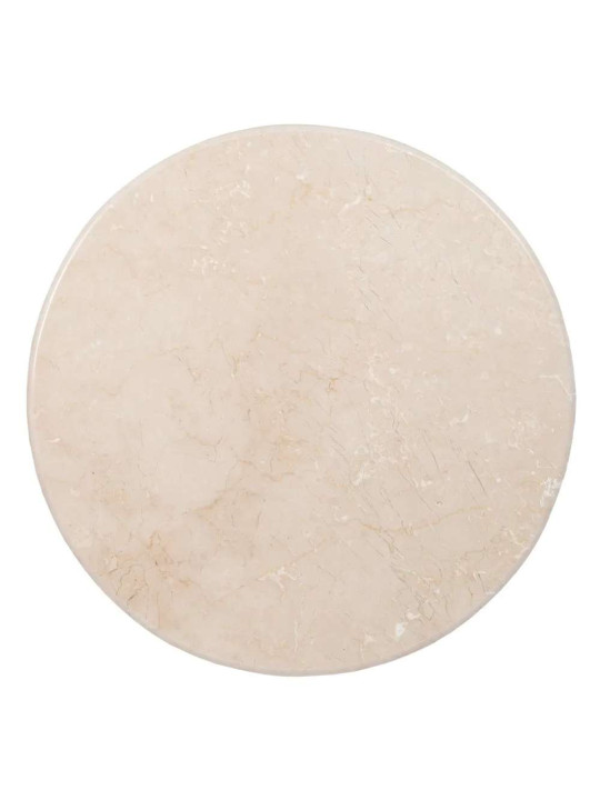 Table basse ronde en bois de manguier et marbre blanc Table basse ronde en bois de manguier et marbre blanc