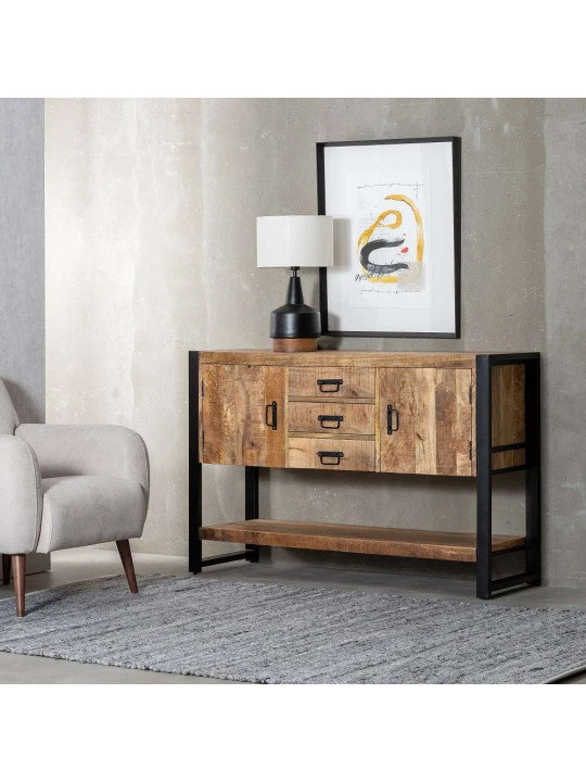Buffet Viggo métal noir et bois de manguier Buffet Viggo métal noir et bois de manguier