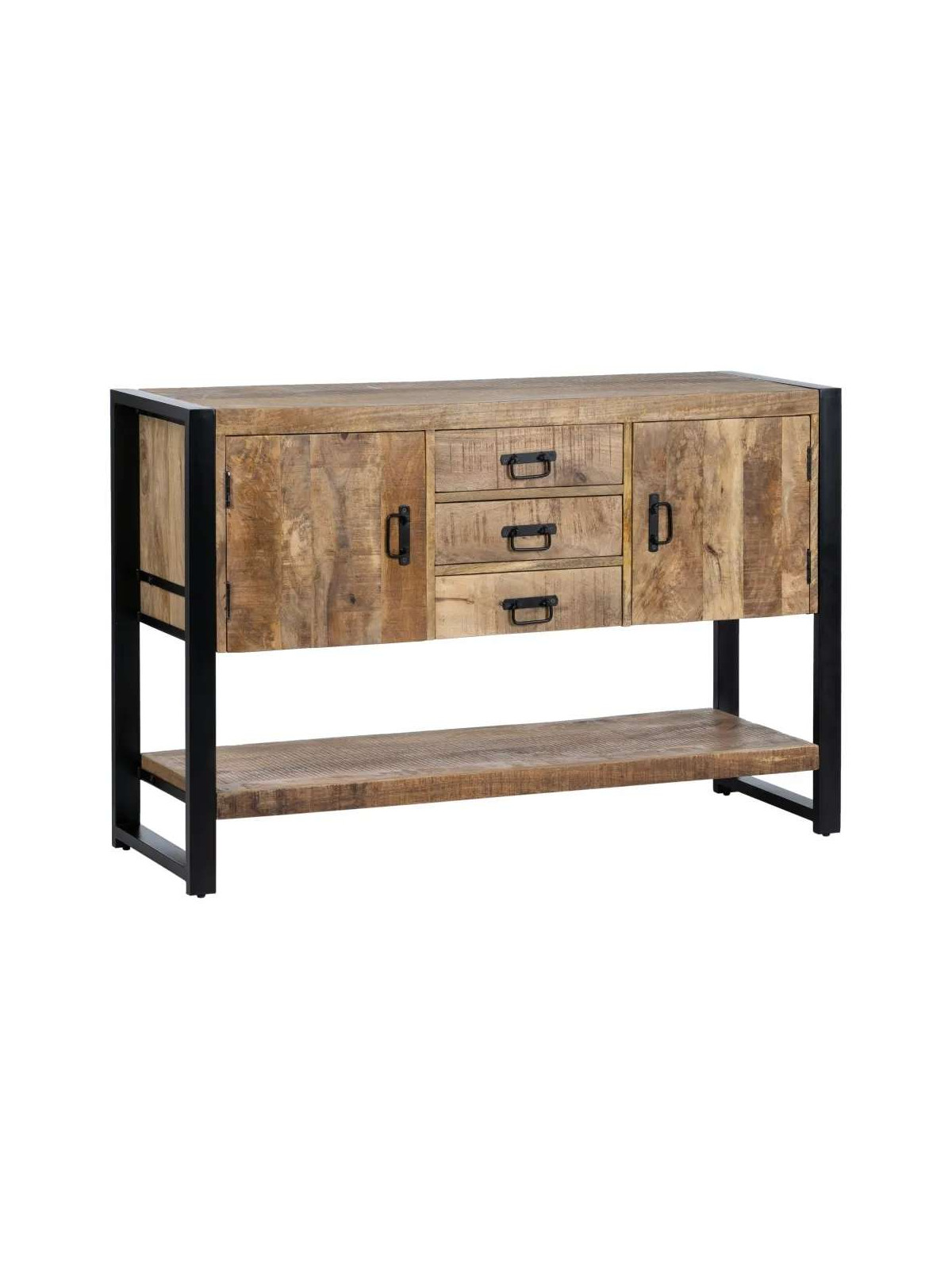 Buffet Viggo métal noir et bois de manguier