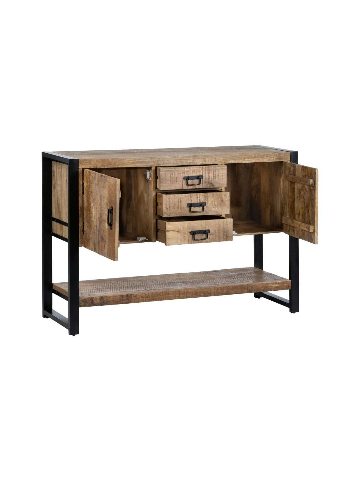 Buffet Viggo métal noir et bois de manguier