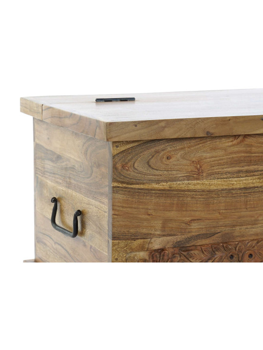 Coffre floral sculpté en bois d'acacia Coffre floral sculpté en bois d'acacia