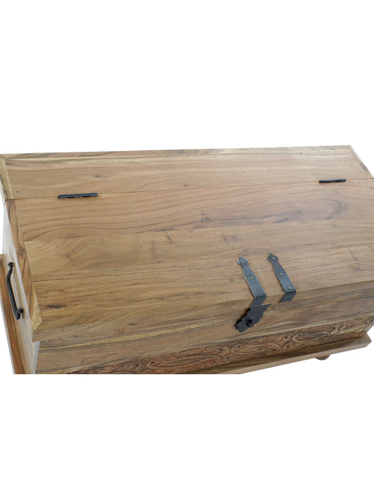 Coffre floral sculpté en bois d'acacia Coffre floral sculpté en bois d'acacia
