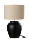 Lampe Meli + Abat-Jour Ceramique Lin Noir Large Lampe Meli + Abat-Jour Ceramique Lin Noir Large