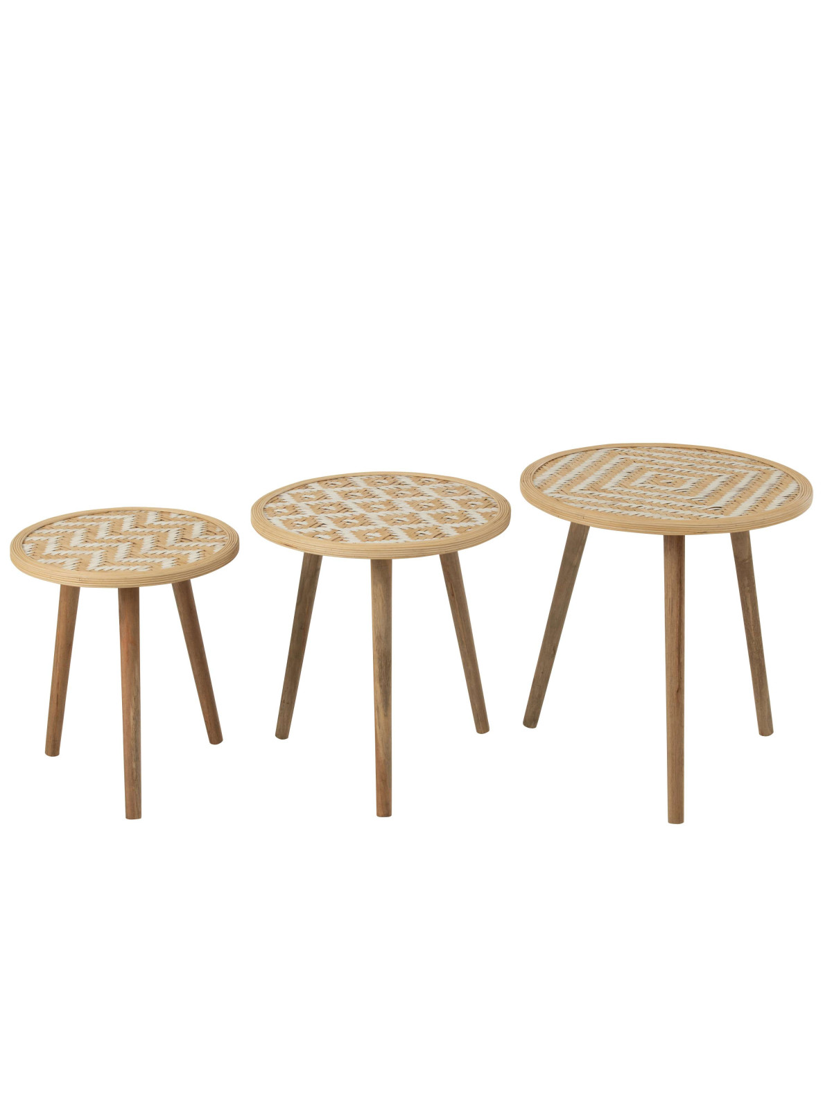 Set 3 Tables Gigogne Motifs 3 Pieds Bambou