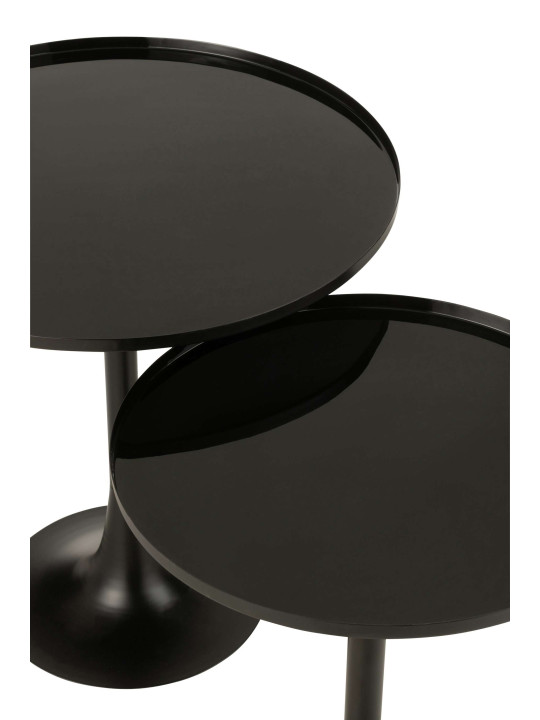 Set 2 Tables Gigogne Avec Plateau Metal Noir