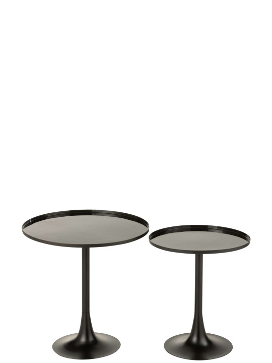 Set 2 Tables Gigogne Avec Plateau Metal Noir