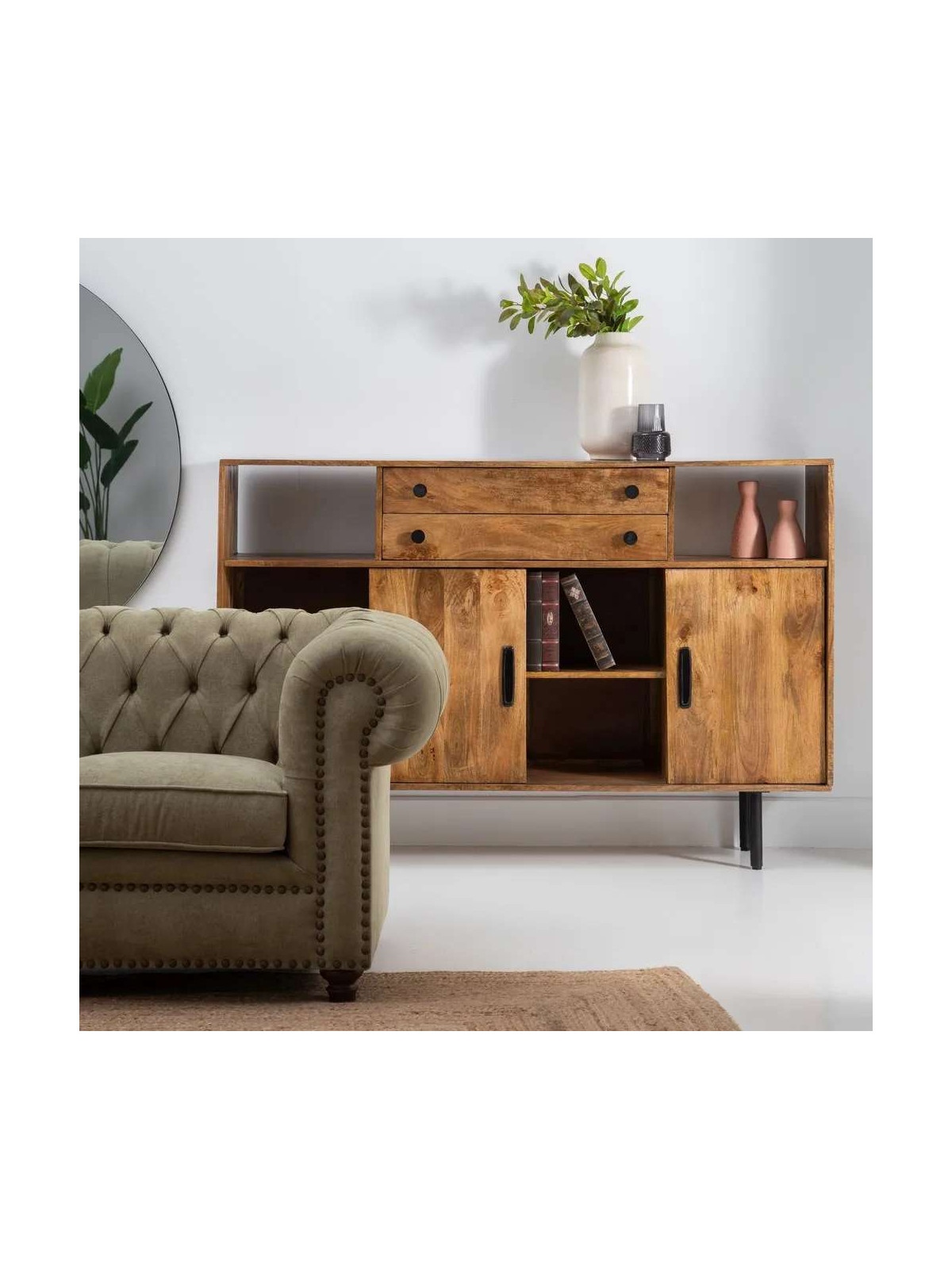 Buffet rectangulaire en bois de manguier