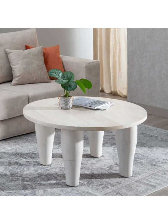 Table basse sculpté blanc Manguier