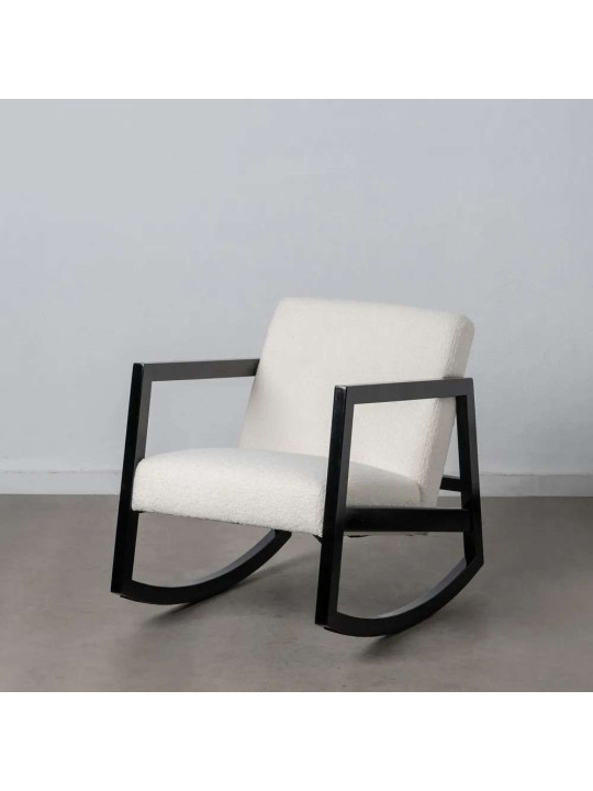 Fauteuil à bascule en tissu bouclé blanc Fauteuil à bascule en tissu bouclé blanc