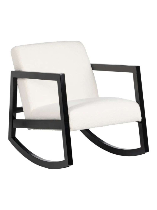 Fauteuil à bascule en tissu bouclé blanc Fauteuil à bascule en tissu bouclé blanc