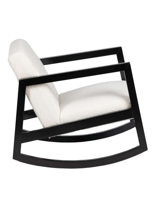 Fauteuil à bascule en tissu bouclé blanc Fauteuil à bascule en tissu bouclé blanc
