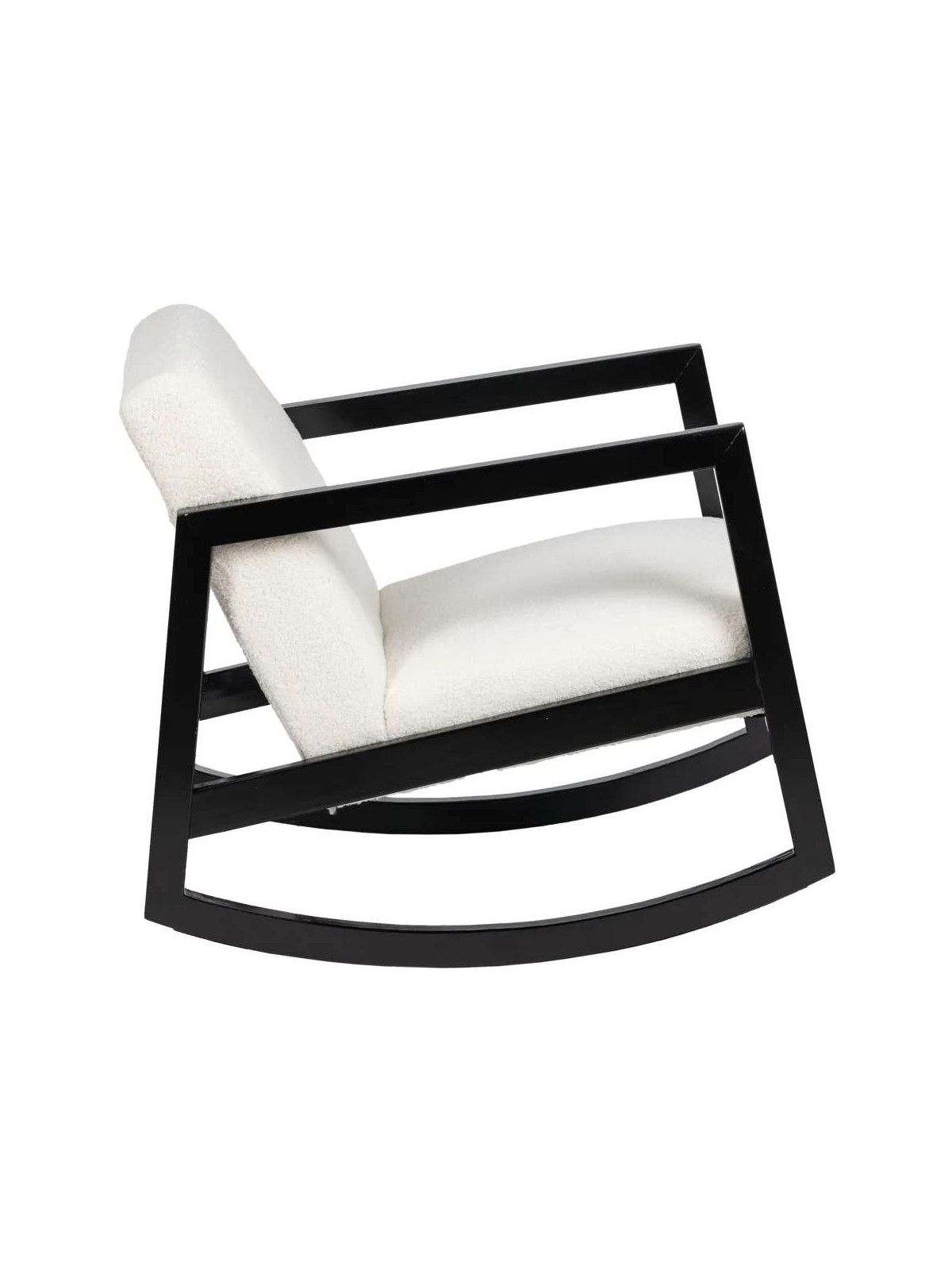 Fauteuil à bascule en tissu bouclé blanc