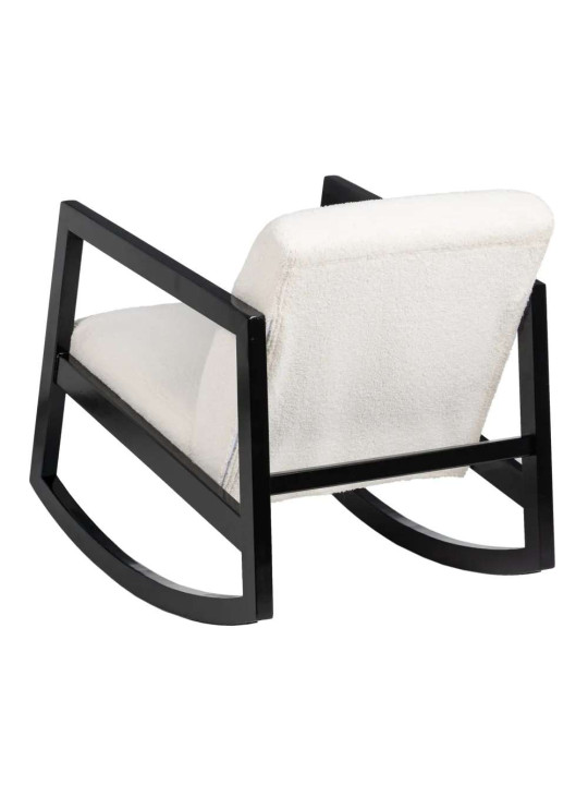 Fauteuil à bascule en tissu bouclé blanc Fauteuil à bascule en tissu bouclé blanc