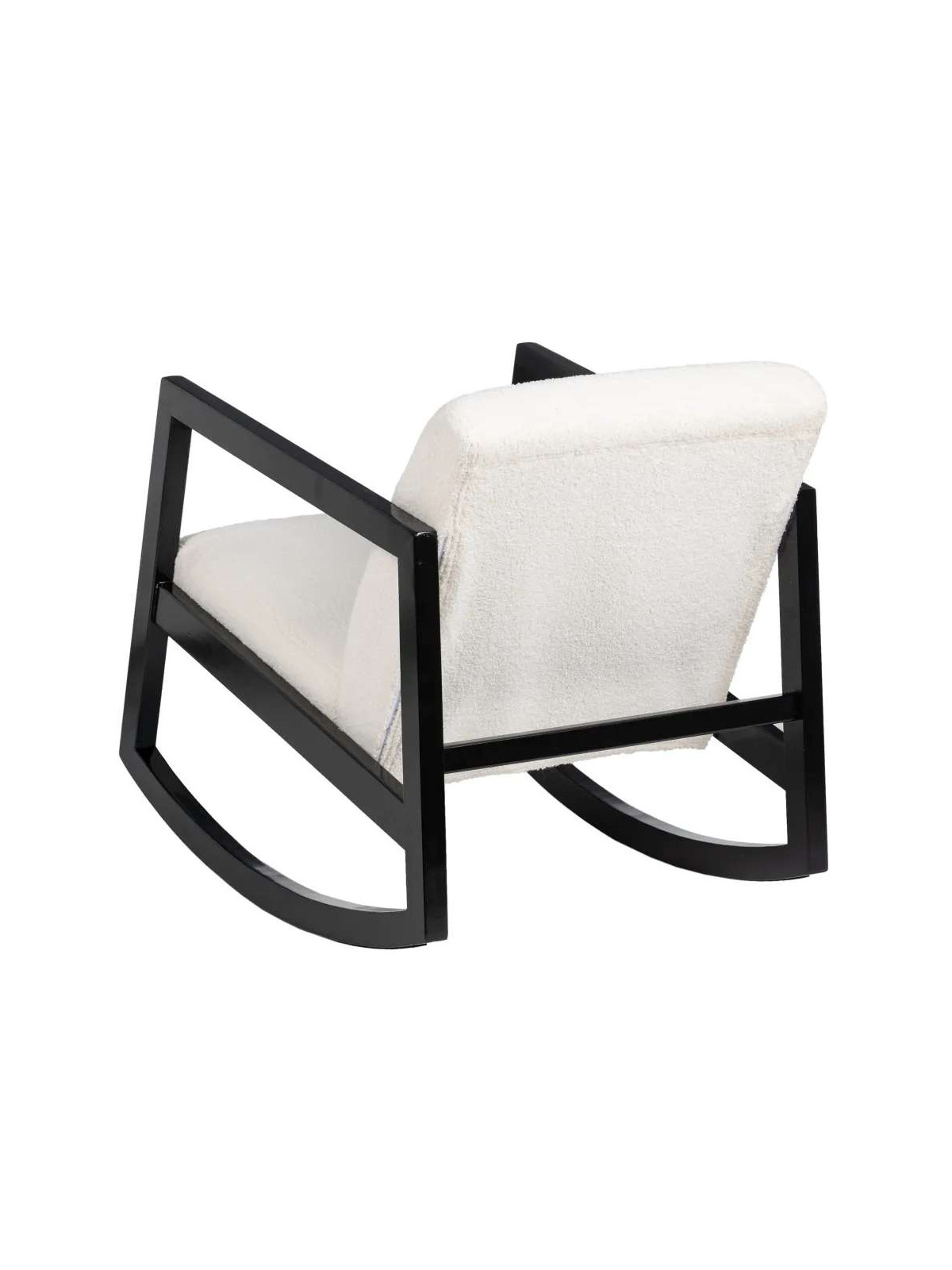 Fauteuil à bascule en tissu bouclé blanc