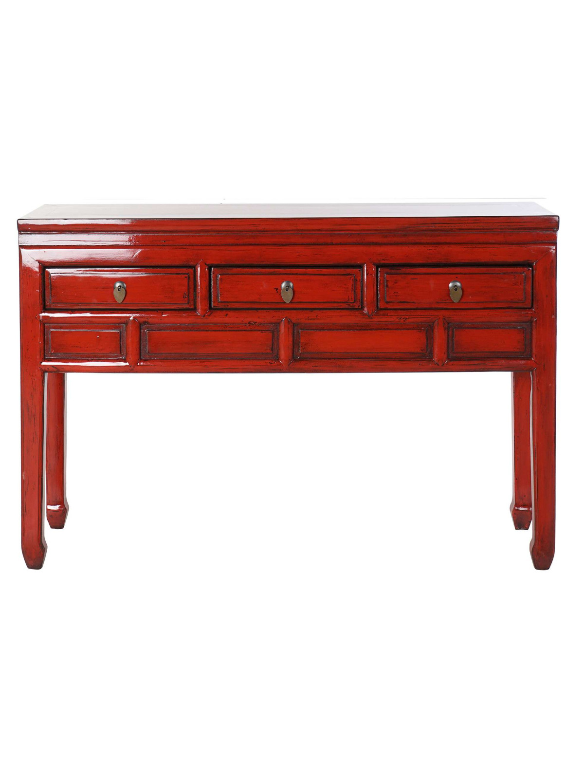 Console rouge Coloane en bois d’orme