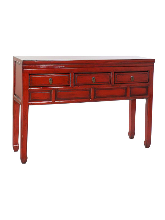 Console rouge Coloane en bois d’orme