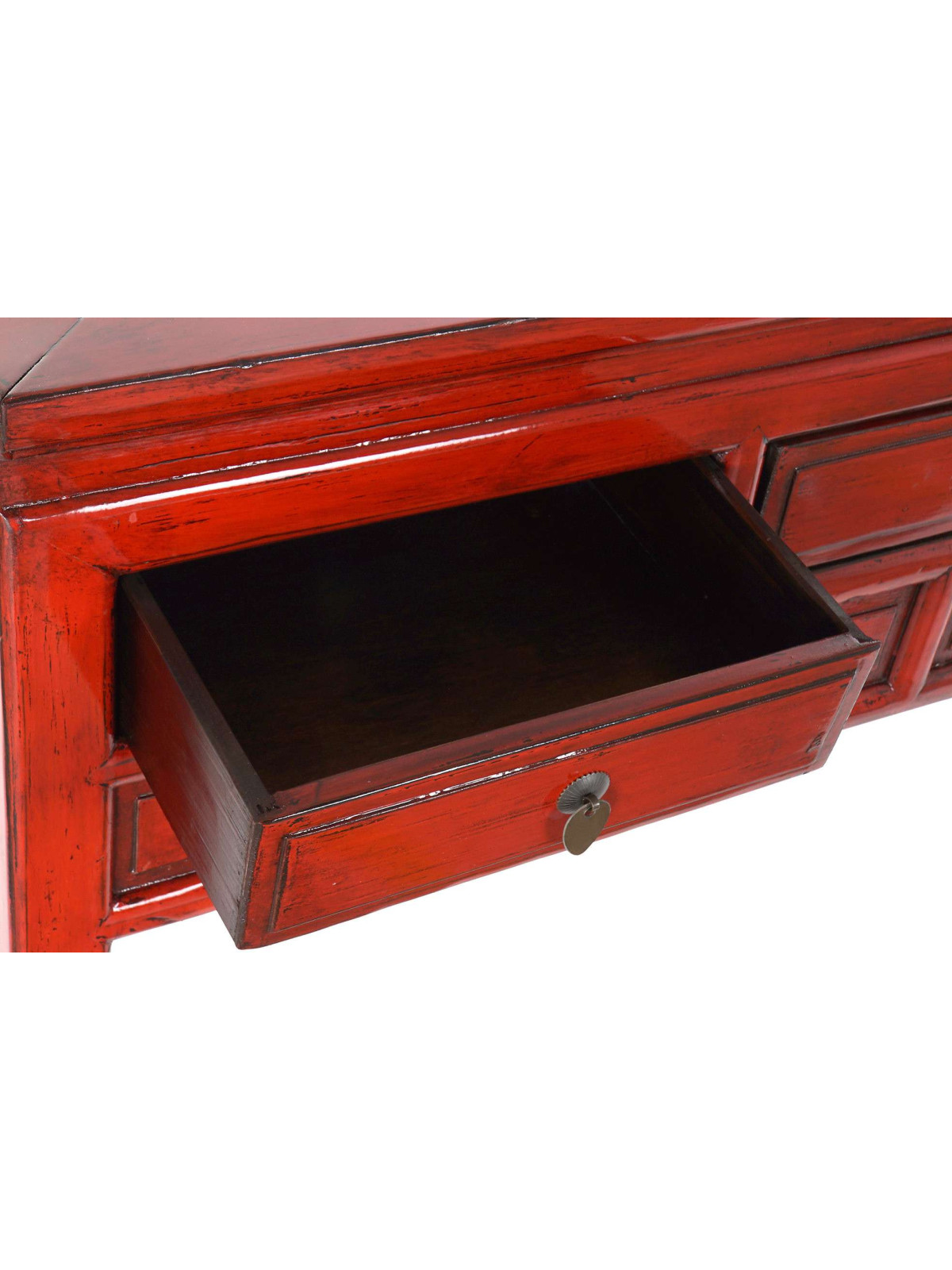 Console rouge Coloane en bois d’orme