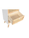 Chiffonnier Livia en bois de paulownia blanc et rotin