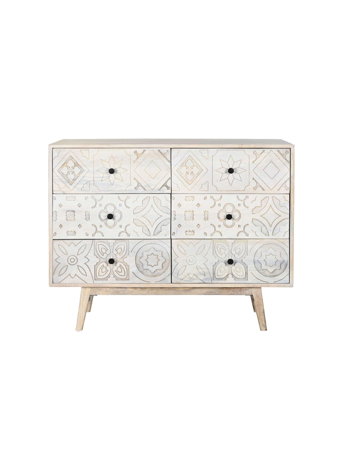 Commode arabesque en bois de manguier