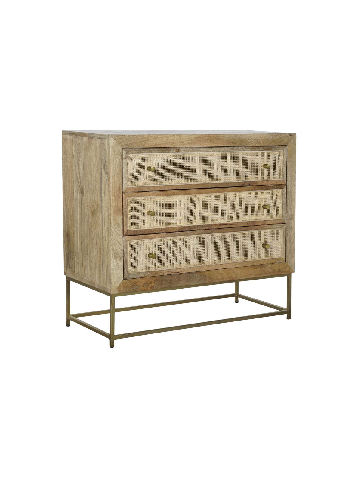 Commode Adan en bois de manguier et rotin
