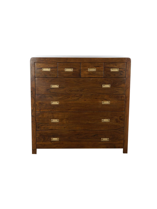 Commode en bois naturel d'acacia marron 8 tiroirs