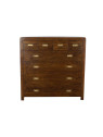 Commode en bois naturel d'acacia marron 8 tiroirs