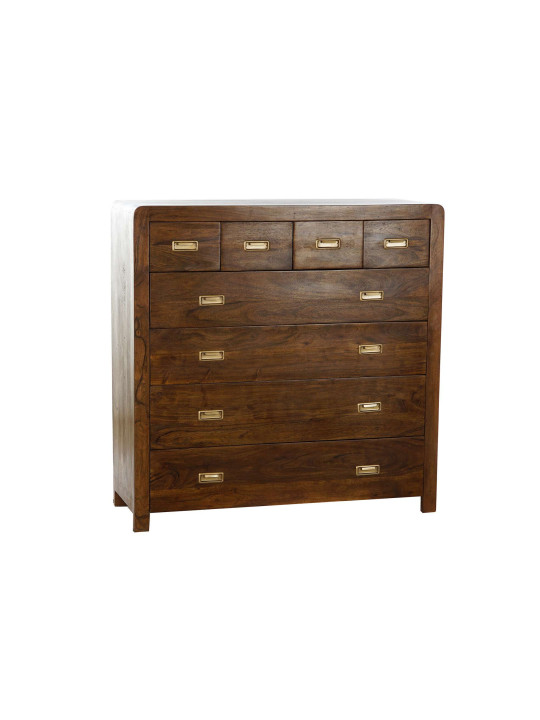 Commode en bois naturel d'acacia marron 8 tiroirs