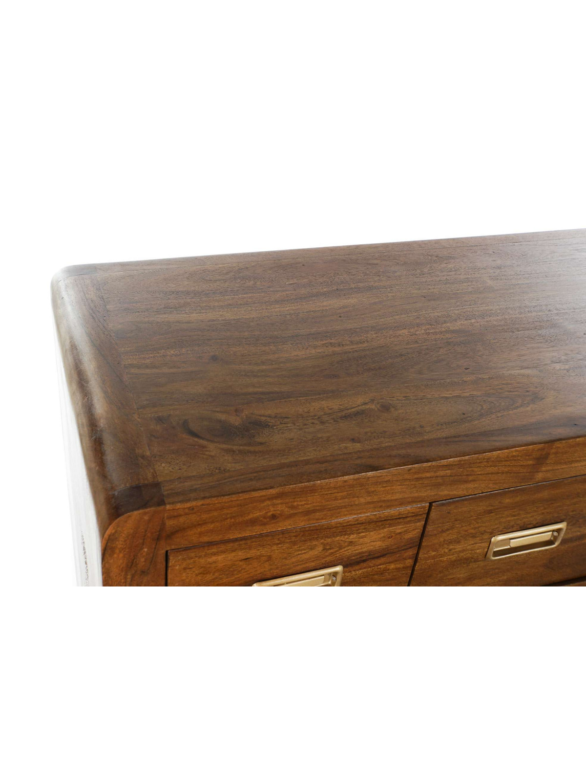 Commode en bois naturel d'acacia marron 8 tiroirs