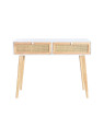 Console Livia en bois de paulownia blanc et rotin