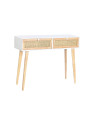 Console Livia en bois de paulownia blanc et rotin