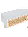 Console Livia en bois de paulownia blanc et rotin