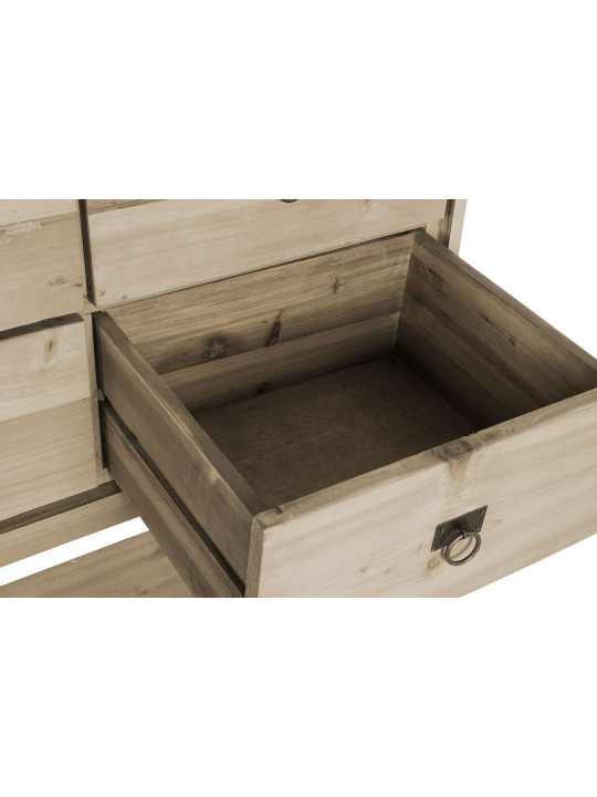 Console naturelle en bois d'épicéa 6 tiroirs