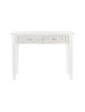 Console blanche gravée en bois de manguier Console blanche gravée en bois de manguier