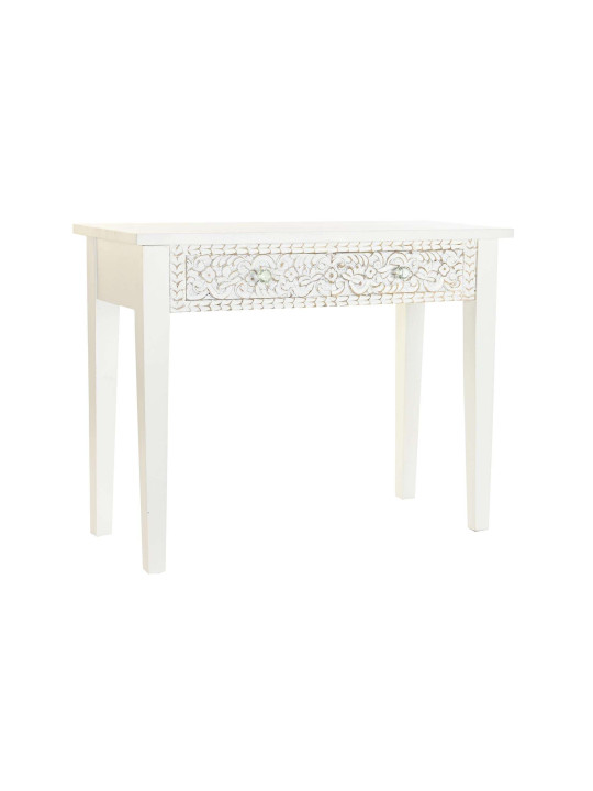 Console blanche gravée en bois de manguier Console blanche gravée en bois de manguier